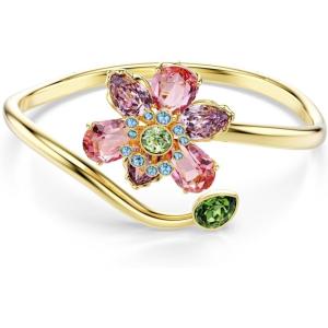 Swarovski Idyllia bangle, Mixed cuts, Flower, Multicolored, Gold-tone finish