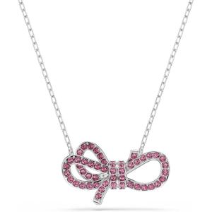 Swarovski Lifelong Bow pendant, Bow, Pink, Rhodium Finish