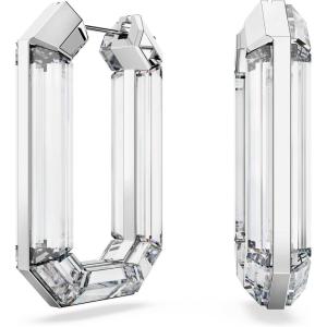 Swarovski Lucent Hoop Earrings, Statement, Octagon Shape, Clear