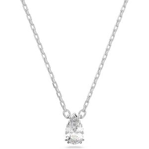 Swarovski Stilla Pendant, Pear cut, White, Rhodium Finish