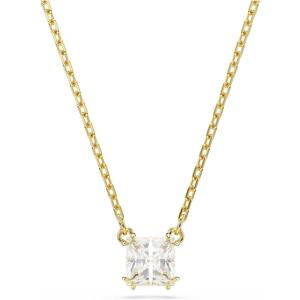 Swarovski Stilla Pendant, Square Cut, Clear, Gold-Tone Finished