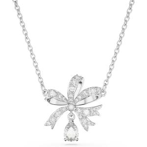 Swarovski Volta Necklace, Earrings, and Bracelets Jewelry Collection, Bow-Inspired Clear Crystals with Rhodium Finish(Necklace)