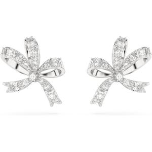 Swarovski Volta Necklace, Earrings, and Bracelets Jewelry Collection, Bow-Inspired Clear Crystals with Rhodium Finish(Stud Earrings)