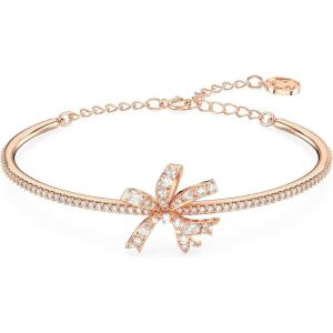 Swarovski Volta Necklace, Earrings, and Bracelets Jewelry Collection, Bow-Inspired Pink and Clear Crystals with Rose-Gold Tone Finish(Bangle)
