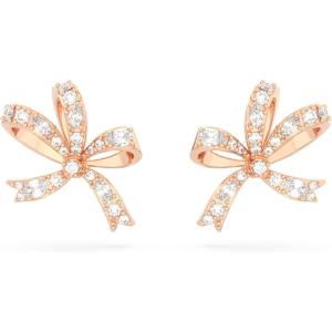 Swarovski Volta Necklace, Earrings, and Bracelets Jewelry Collection, Bow-Inspired Pink and Clear Crystals with Rose-Gold Tone Finish(Stud Earrings)