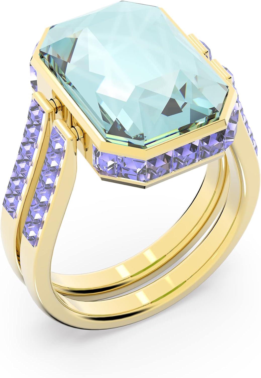 imageSwarovski Chroma Crystal Jewelry Collection Gold Tone Finish MultiColored CrystalsSize 55 US Size 7