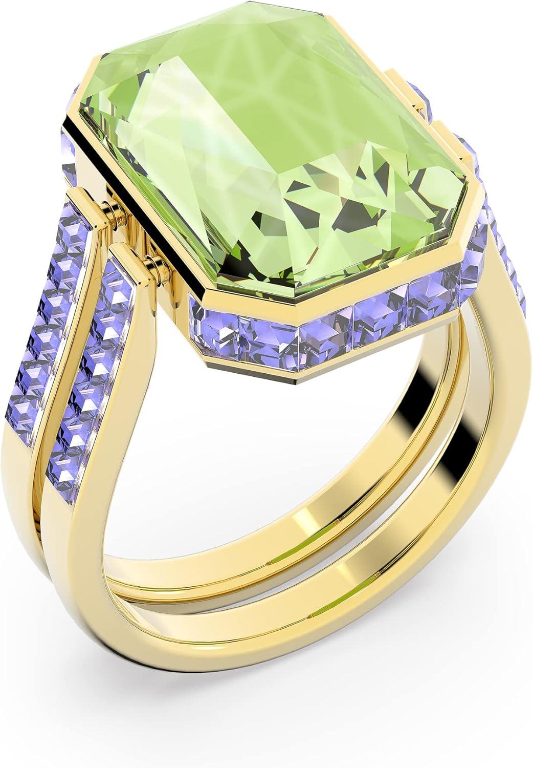 imageSwarovski Chroma Crystal Jewelry Collection Gold Tone Finish MultiColored CrystalsSize 55 US Size 7