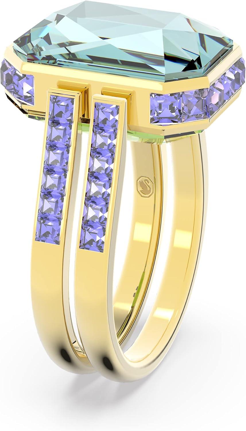 imageSwarovski Chroma Crystal Jewelry Collection Gold Tone Finish MultiColored CrystalsSize 55 US Size 7