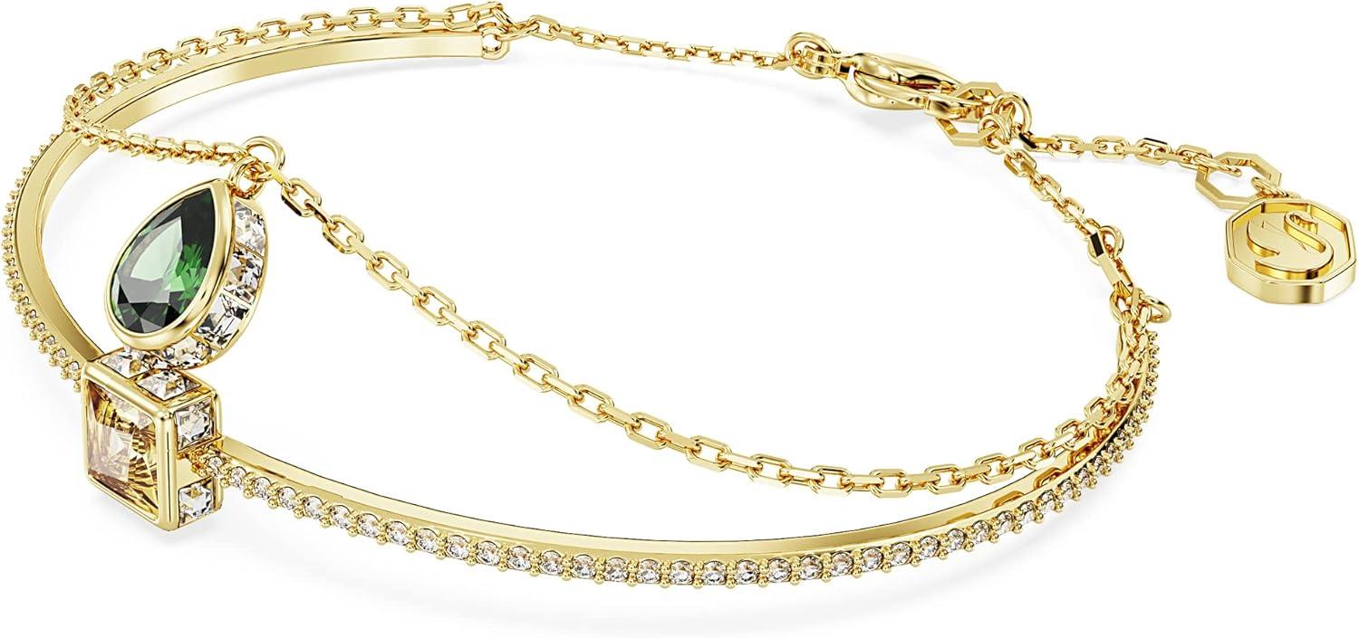 imageSwarovski Chroma Twist Cocktail Ring Versatile Multi Color Crystals Playful Rotating Construction Gold Tone FinishGreen