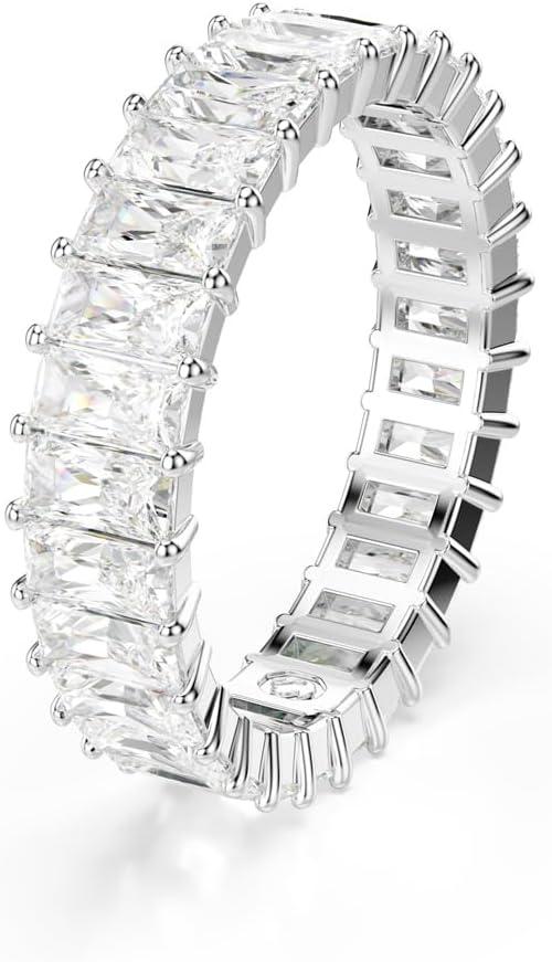 imageSwarovski Matrix Band Ring Multicolored BaguetteCut Stones in a GoldTone Finished SettingClear Crystal