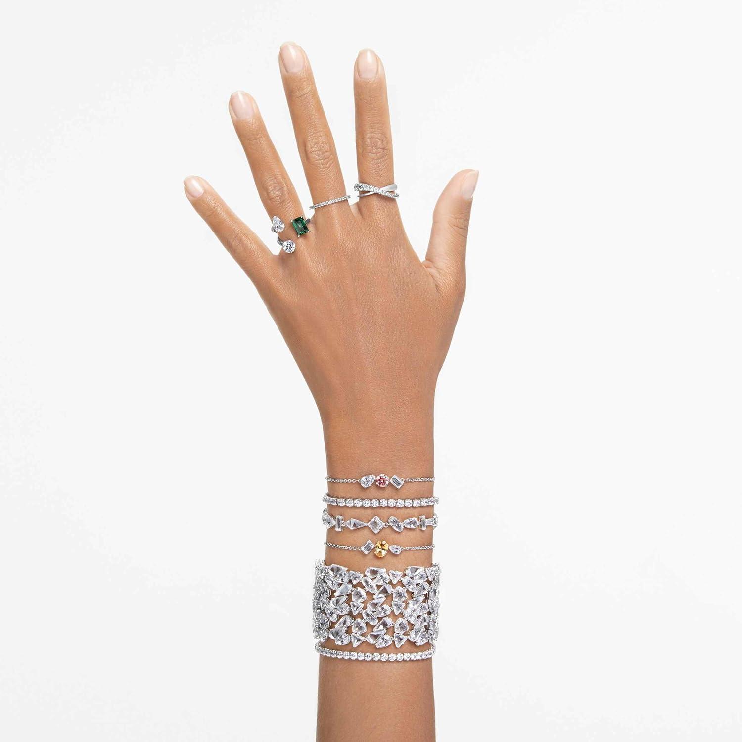 imageSwarovski Matrix Vittore Ring Round Cut Clear Crystals Rhodium FinishEU 52 US 575