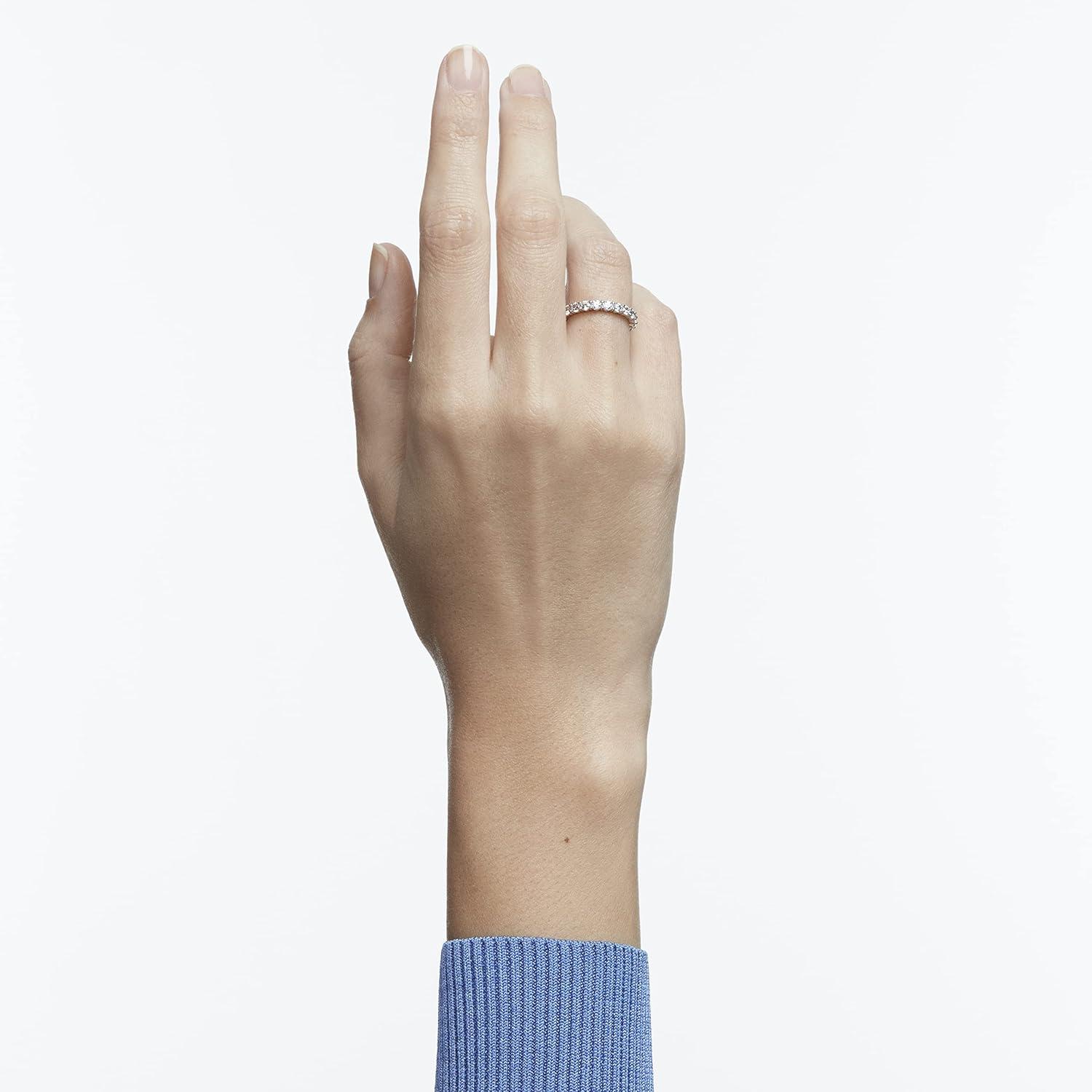 imageSwarovski Matrix Vittore Ring Round Cut Clear Crystals Rhodium and Rose GoldTone FinishesRhodium Large