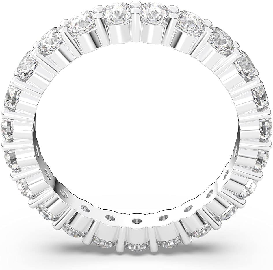 imageSwarovski Matrix Vittore Ring Round Cut Clear Crystals Rhodium and Rose GoldTone FinishesRhodium Large