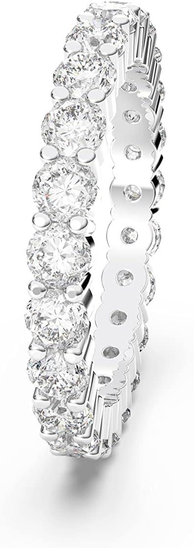 imageSwarovski Matrix Vittore Ring Round Cut Clear Crystals Rhodium and Rose GoldTone FinishesRhodium Large