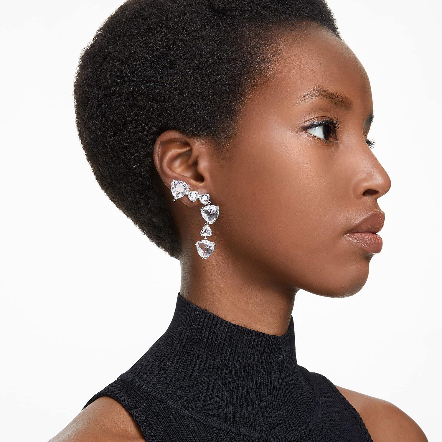 imageSwarovski Mesmera Earring Jewelry Collection Rhodium Finish Clear CrystalsSilver Ear Cuff