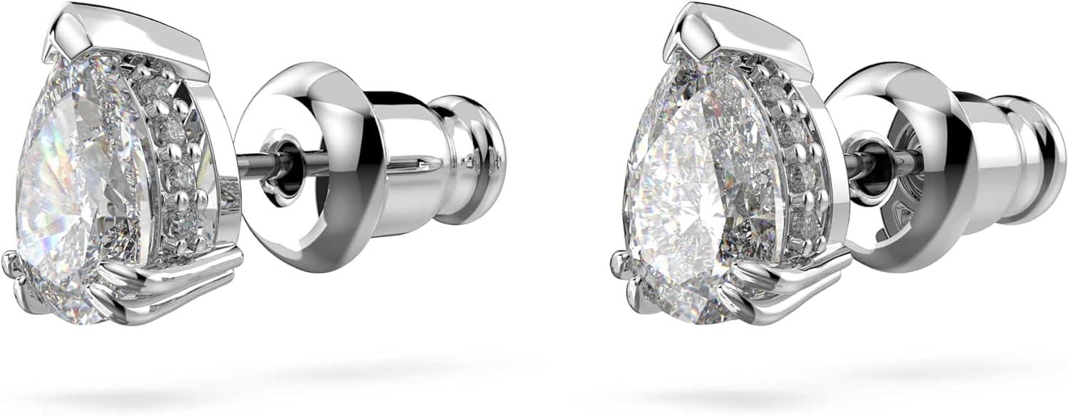 imageSwarovski Stilla Stud Earrings Pear Cut Clear Crystals Rhodium Finish