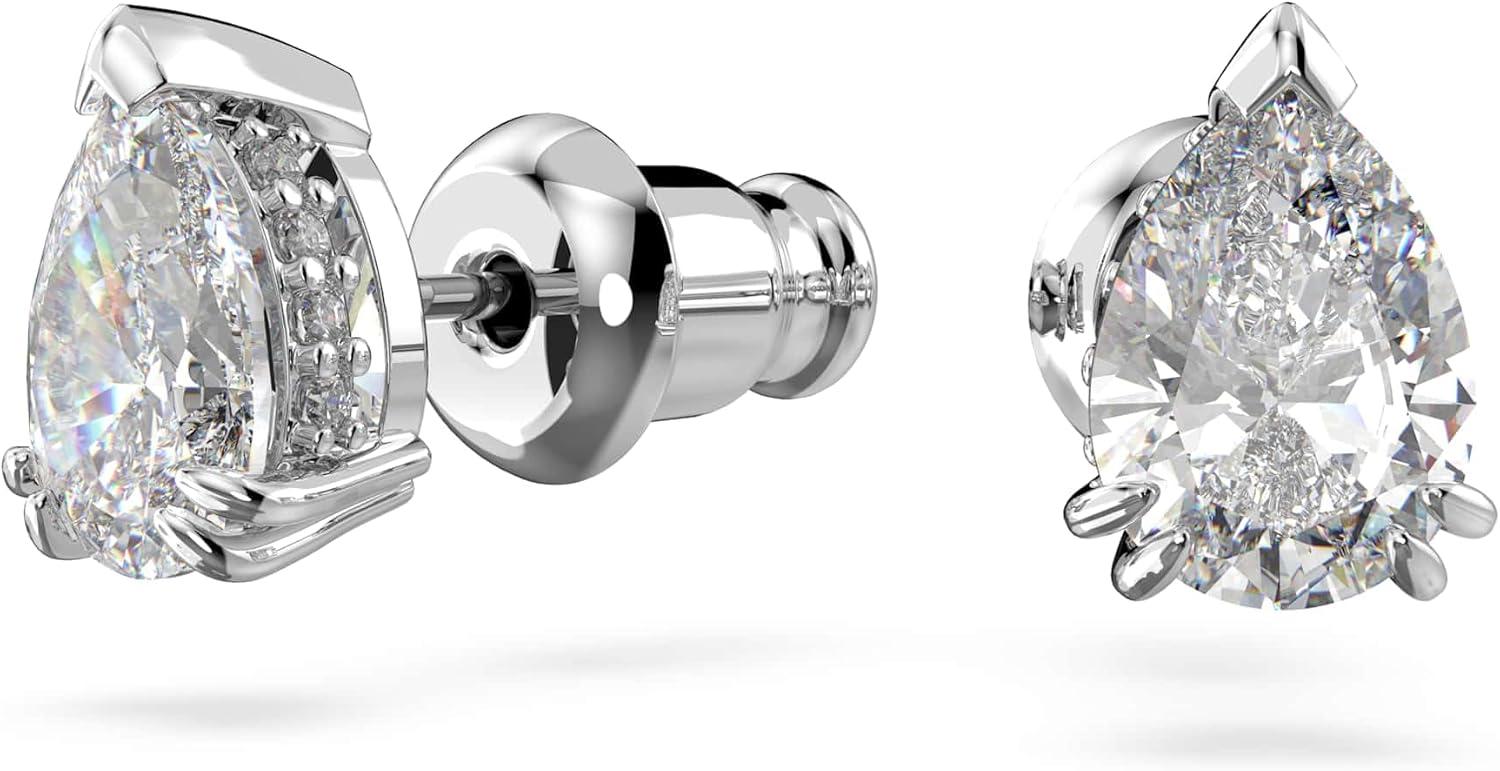 imageSwarovski Stilla Stud Earrings Pear Cut Clear Crystals Rhodium Finish