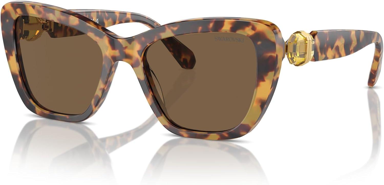 imageSwarovski Womens Sk6018 Butterfly SunglassesDark HavanaPhotochromic Beige to Brown