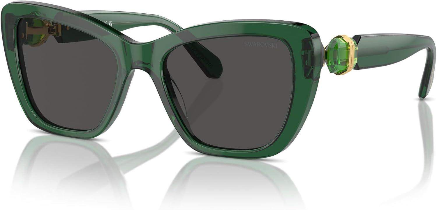 imageSwarovski Womens Sk6018 Butterfly SunglassesTransparent Dark GreenDark Grey