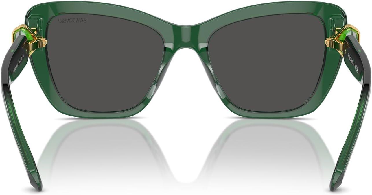 imageSwarovski Womens Sk6018 Butterfly SunglassesTransparent Dark GreenDark Grey
