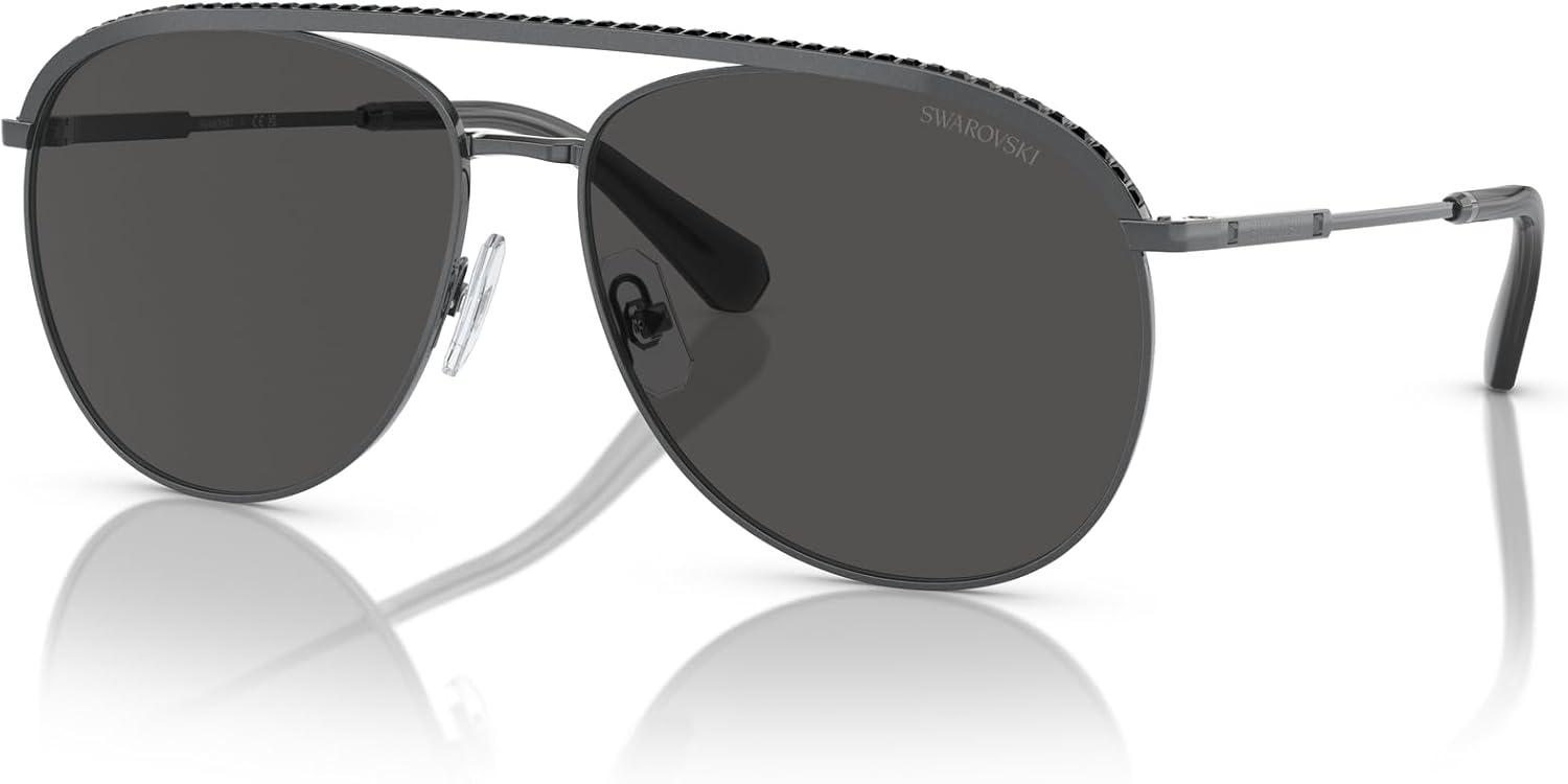 imageSwarovski Womens Sk7005 Aviator SunglassesDark SilverDark Grey
