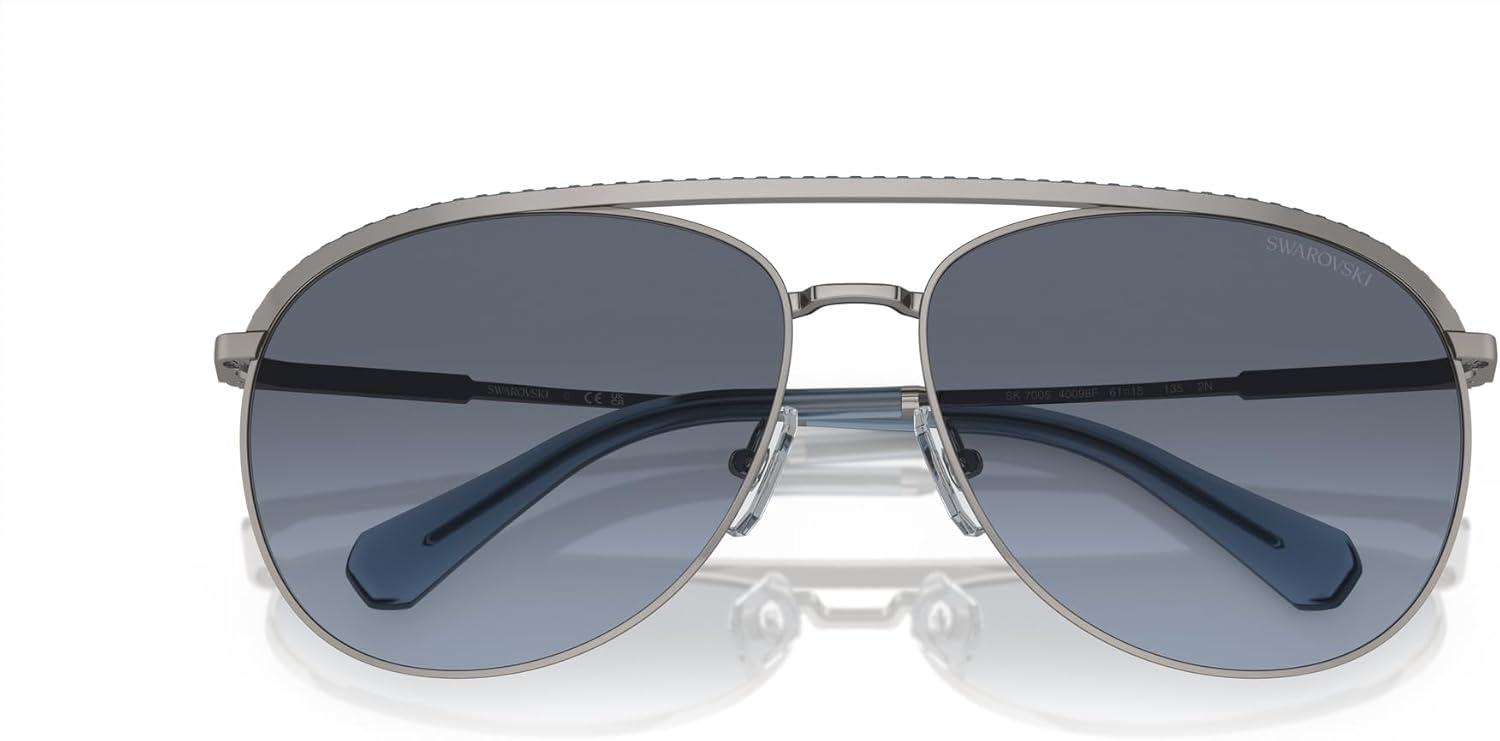 imageSwarovski Womens Sk7005 Aviator SunglassesGunmetalBlue Gradient Grey