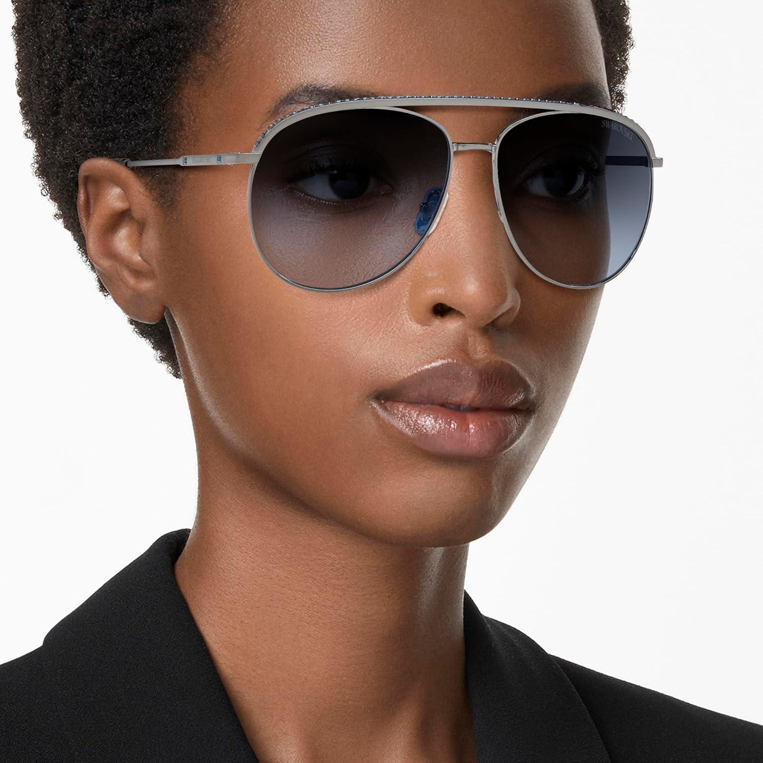 imageSwarovski Womens Sk7005 Aviator SunglassesGunmetalBlue Gradient Grey