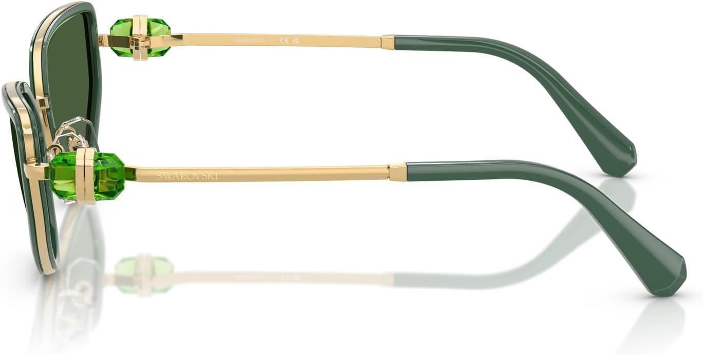 imageSwarovski Womens Sk7027 Cat Eye SunglassesGoldDark GreenDark Green