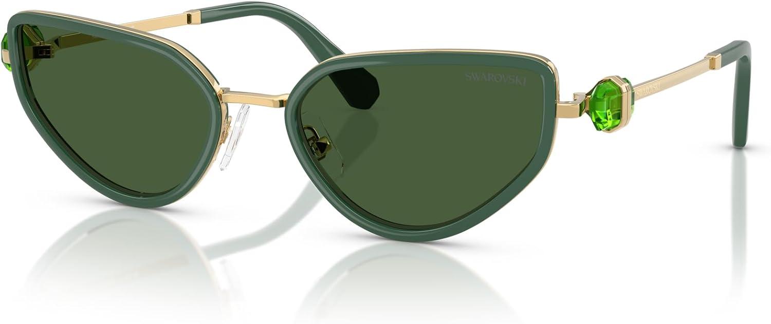 imageSwarovski Womens Sk7027 Cat Eye SunglassesGoldDark GreenDark Green