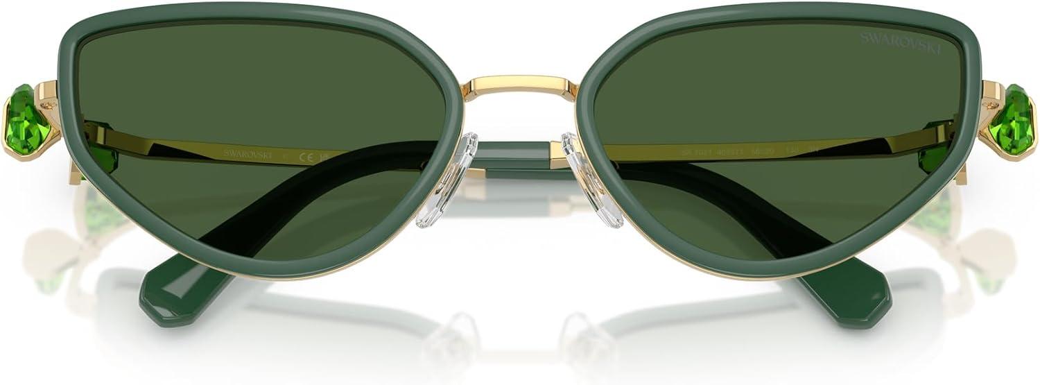imageSwarovski Womens Sk7027 Cat Eye SunglassesGoldDark GreenDark Green