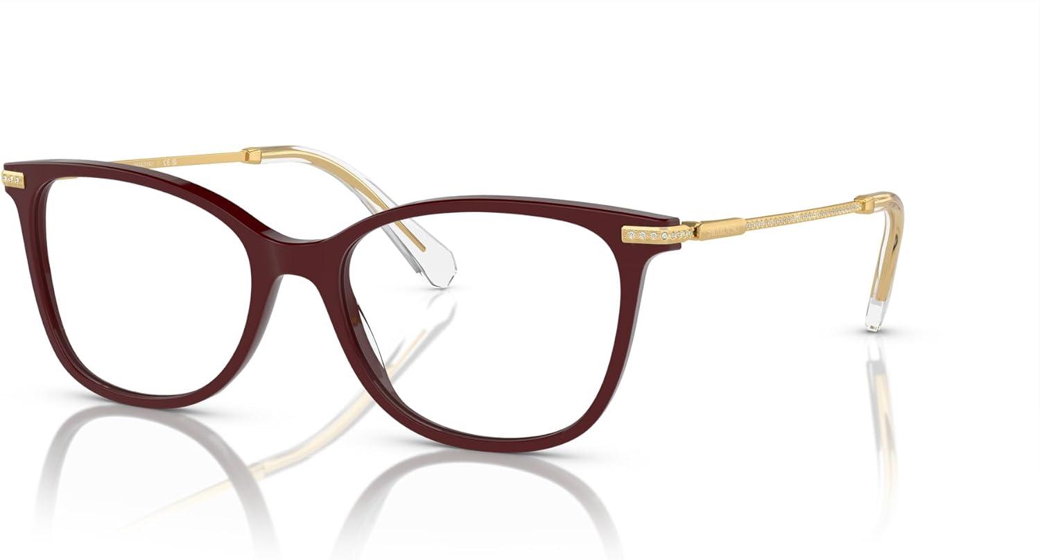 imageSwarovski womens Sk2010f Low Bridge Fit Square Prescription Eyewear FramesBurgundyDemo Lens