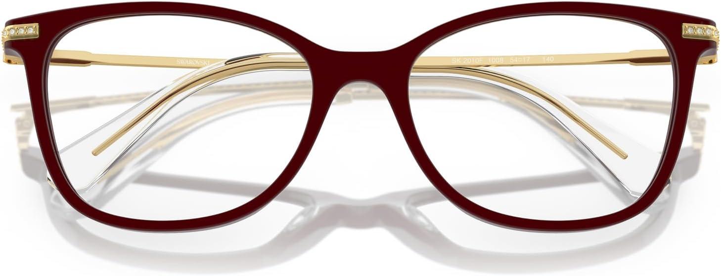 imageSwarovski womens Sk2010f Low Bridge Fit Square Prescription Eyewear FramesBurgundyDemo Lens