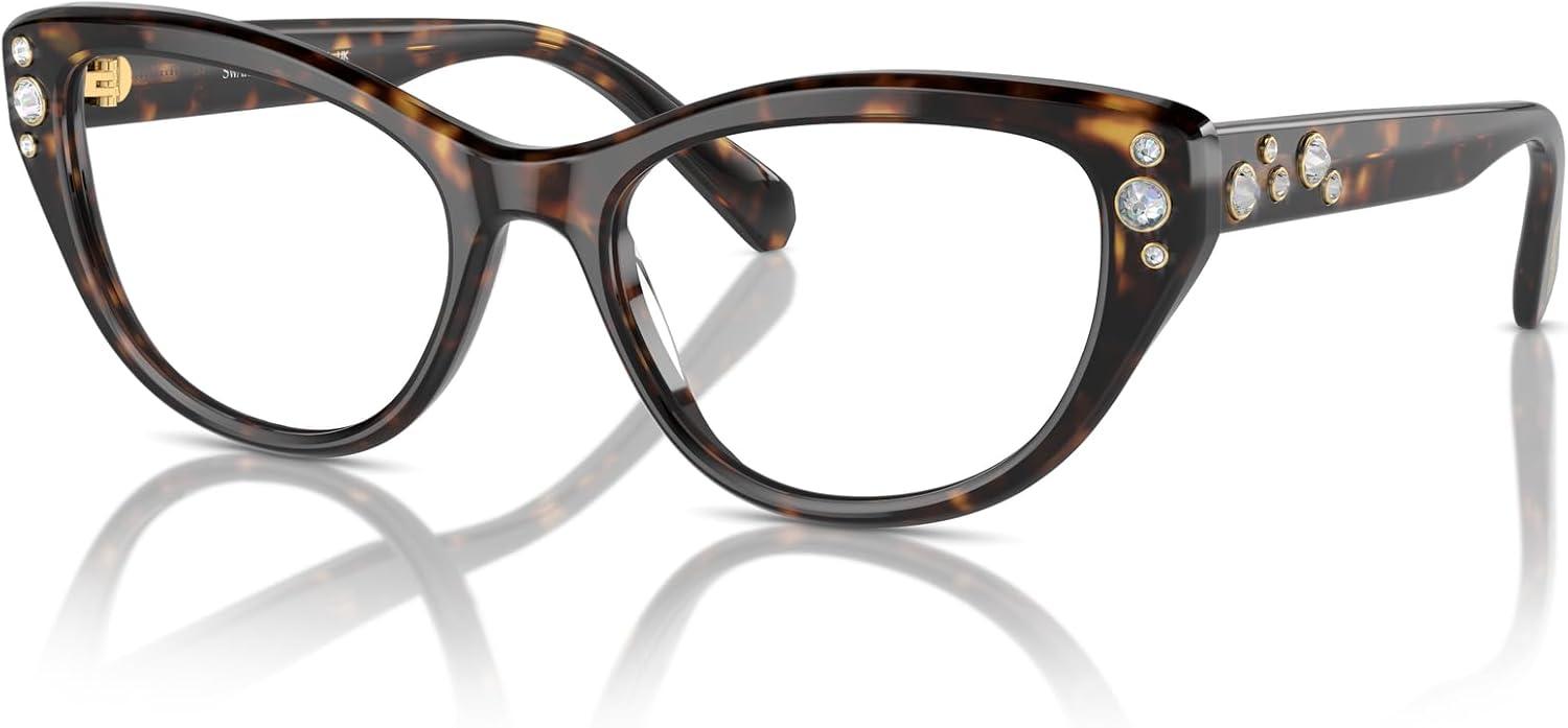 imageSwarovski womens Sk2023 Cat Eye Prescription Eyewear FramesDark HavanaDemo Lens