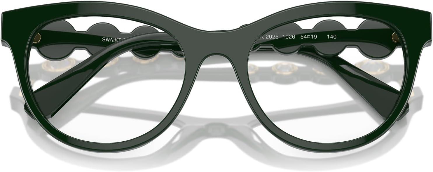 imageSwarovski womens Sk2025 Round Prescription Eyewear FramesDark GreenDemo Lens