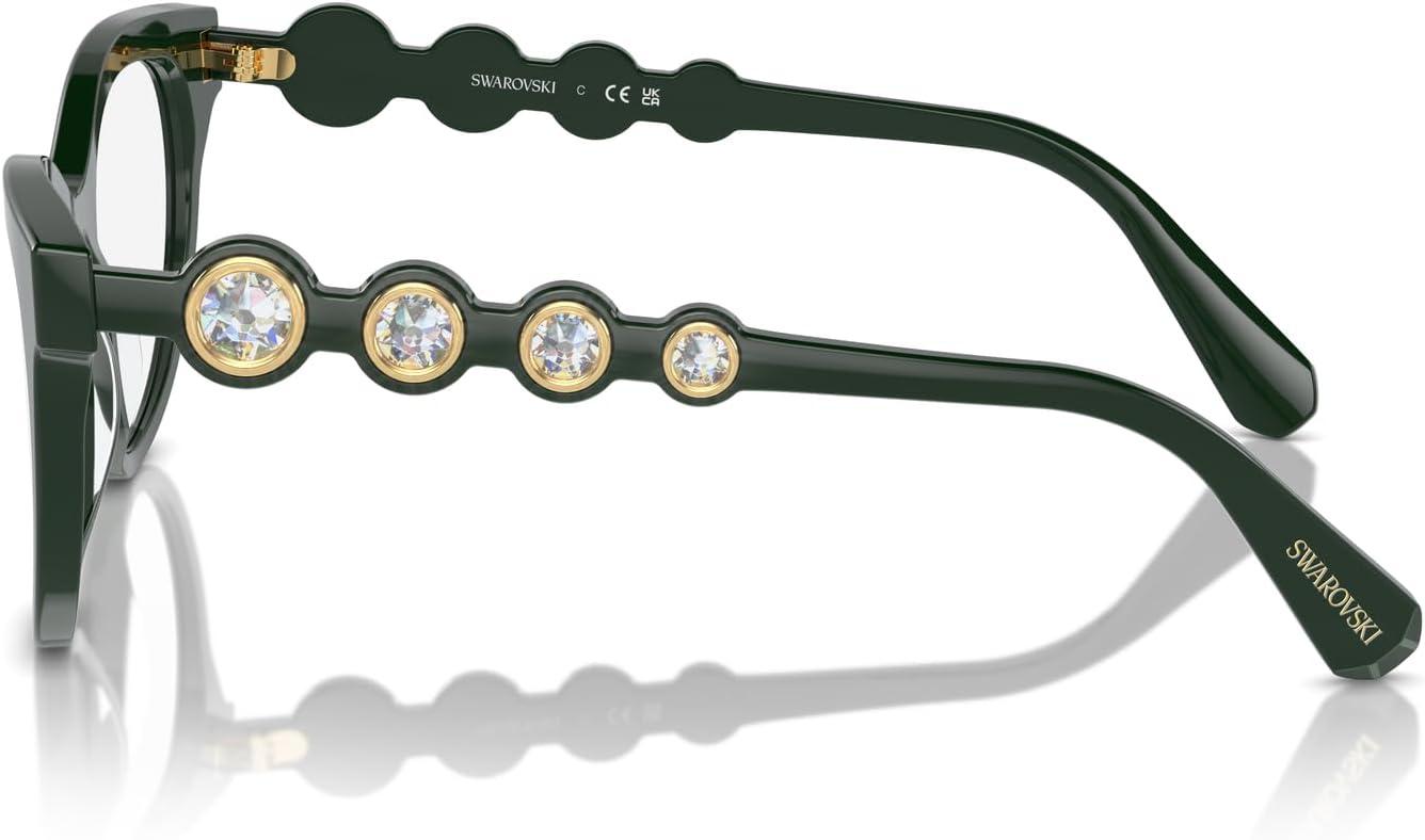 imageSwarovski womens Sk2025 Round Prescription Eyewear FramesDark GreenDemo Lens