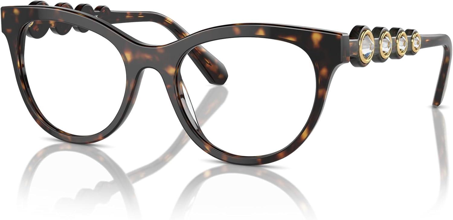 imageSwarovski womens Sk2025 Round Prescription Eyewear FramesDark HavanaDemo Lens