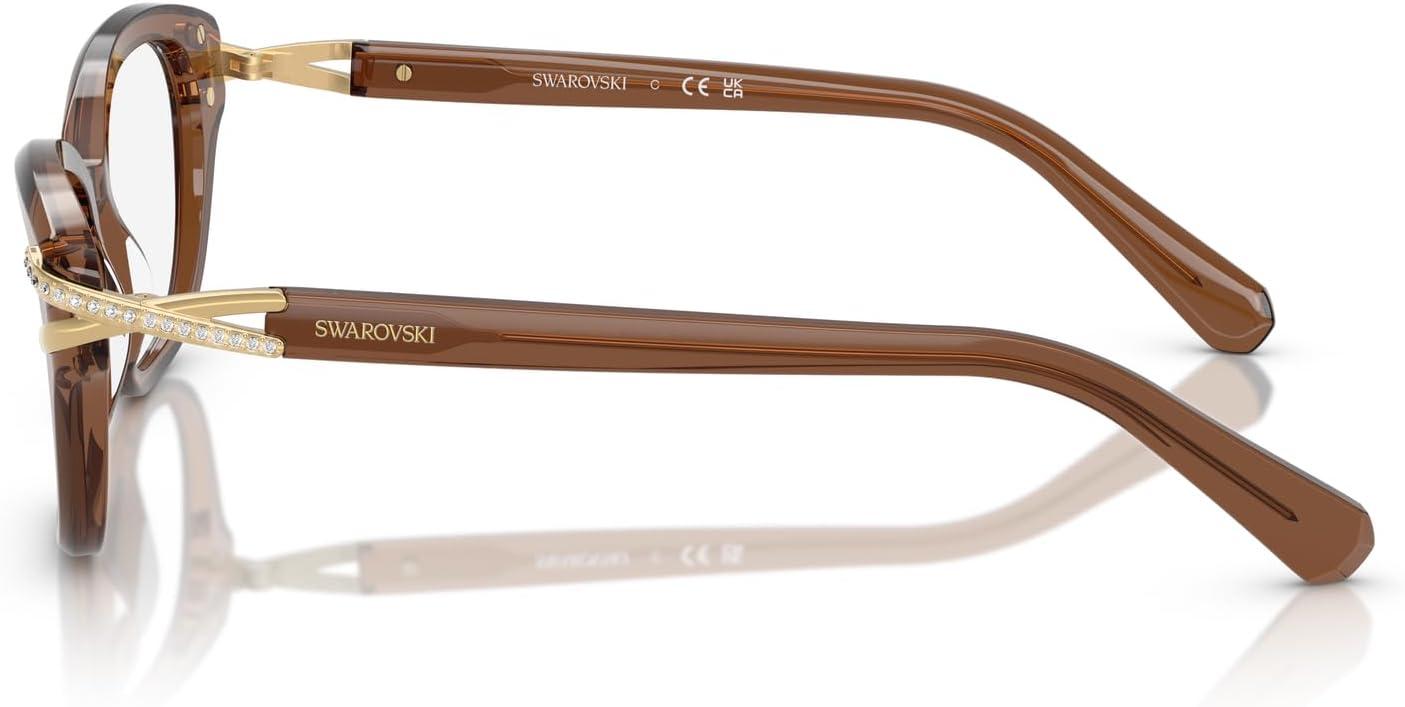 imageSwarovski womens Sk2032f Low Bridge Fit Square Prescription Eyewear FramesTransparent BrownDemo Lens