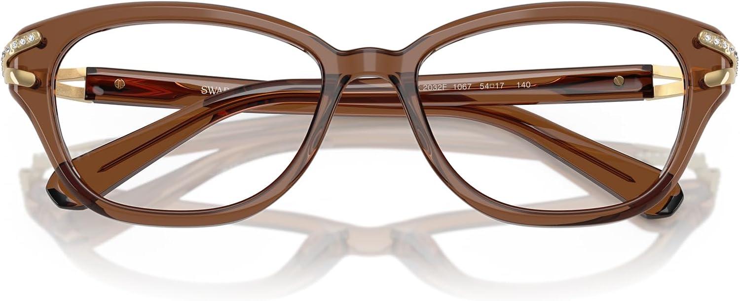 imageSwarovski womens Sk2032f Low Bridge Fit Square Prescription Eyewear FramesTransparent BrownDemo Lens