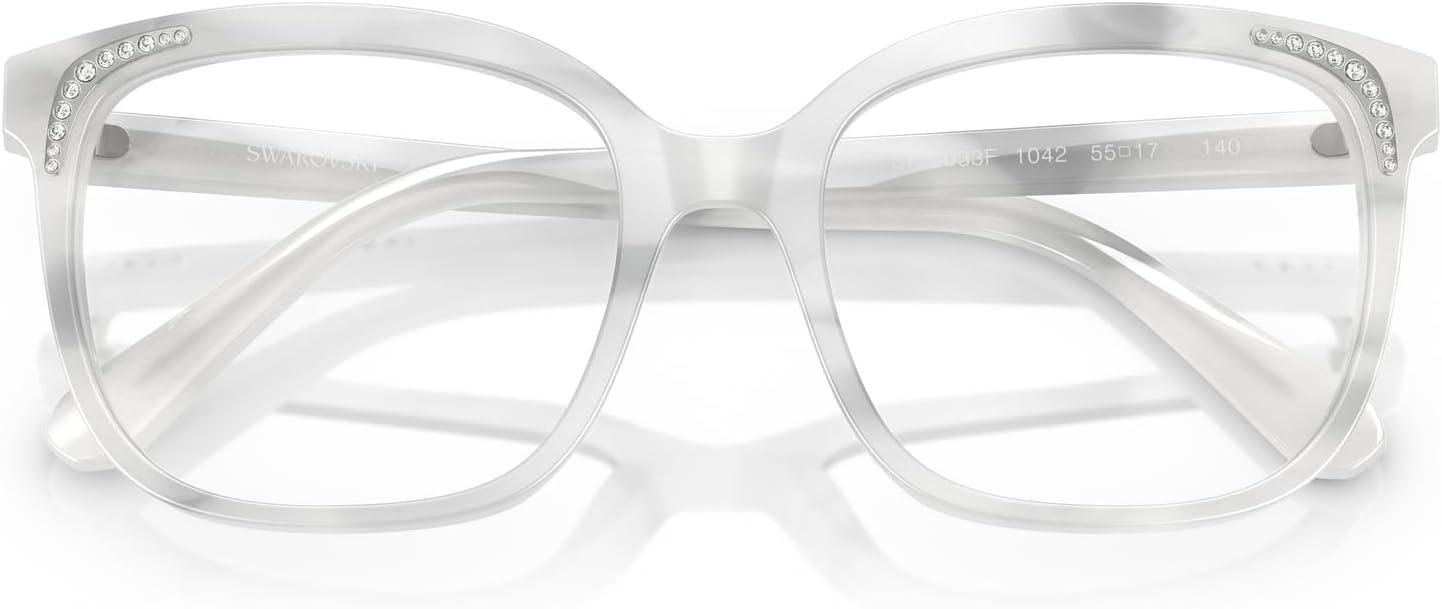 imageSwarovski womens Sk2033f Low Bridge Fit Butterfly Prescription Eyewear FramesStripe WhiteDemo Lens