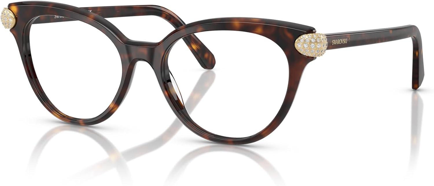 imageSwarovski womens Sk2046f Low Bridge Fit Round Prescription Eyewear FramesHavanaDemo Lens