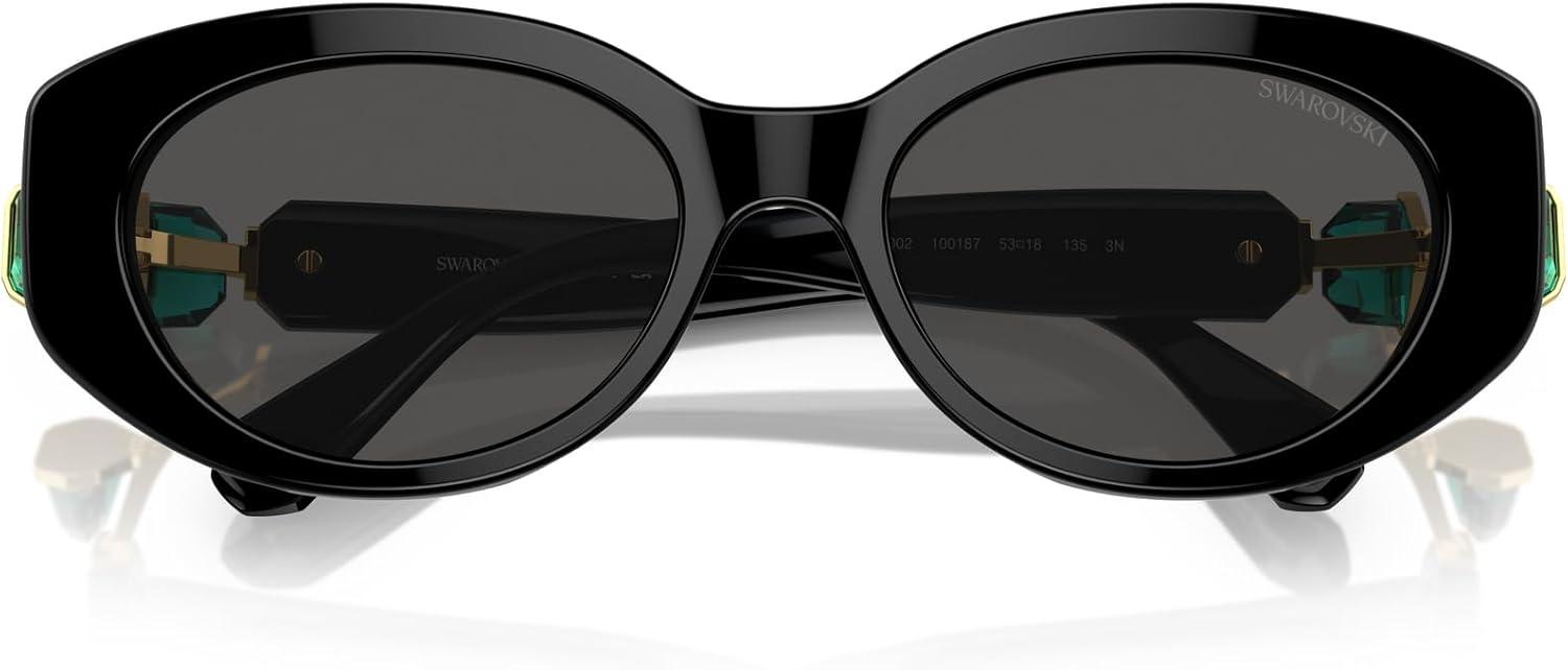 imageSwarovski womens Sk6002 Oval SunglassesBlackDark Grey