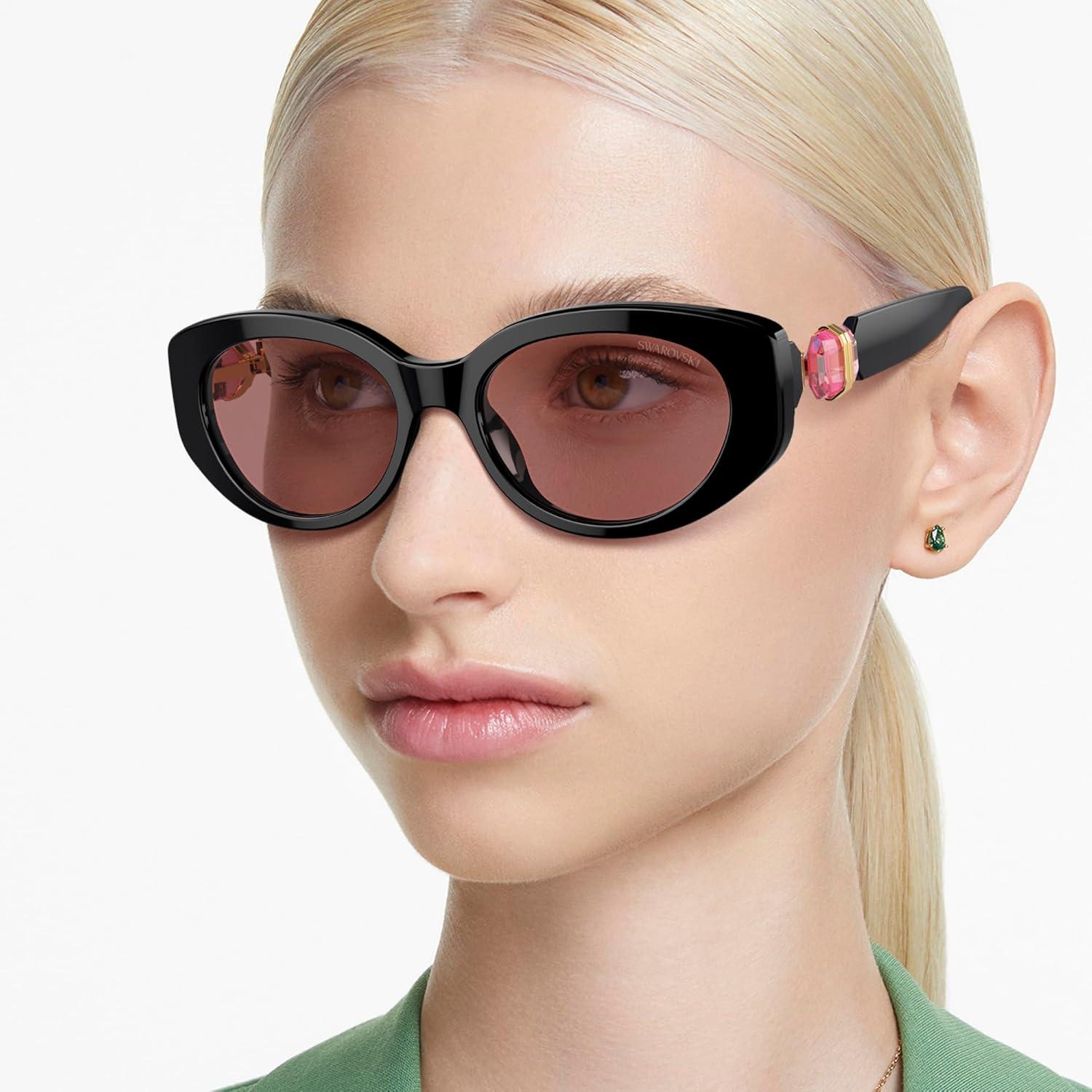 imageSwarovski womens Sk6002 Oval SunglassesBlackPink