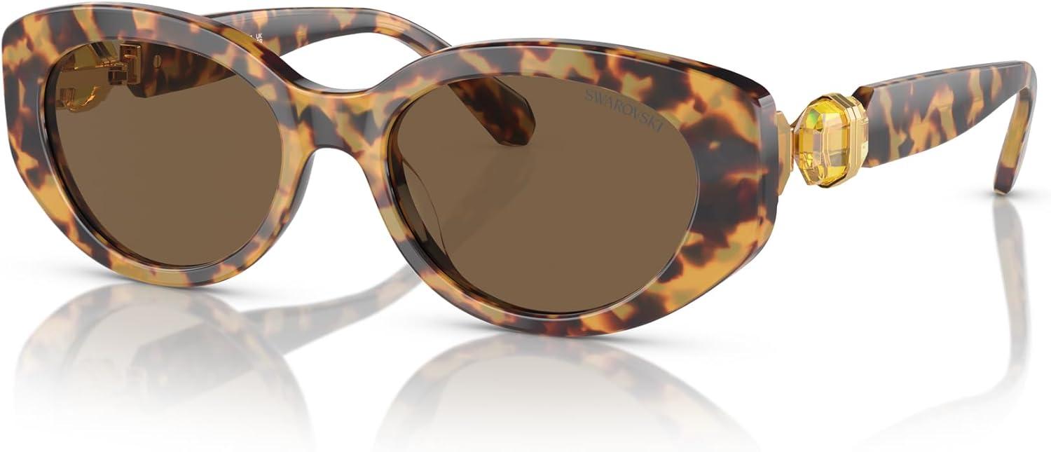 imageSwarovski womens Sk6002 Oval SunglassesCrystalDark Grey