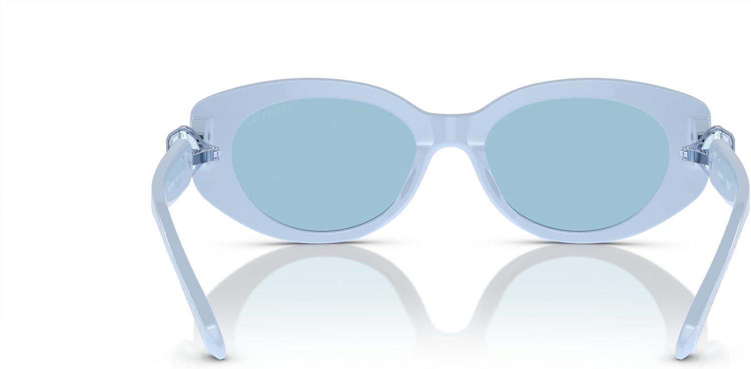 imageSwarovski womens Sk6002 Oval SunglassesLight BlueLight Blue Mirrored Silver