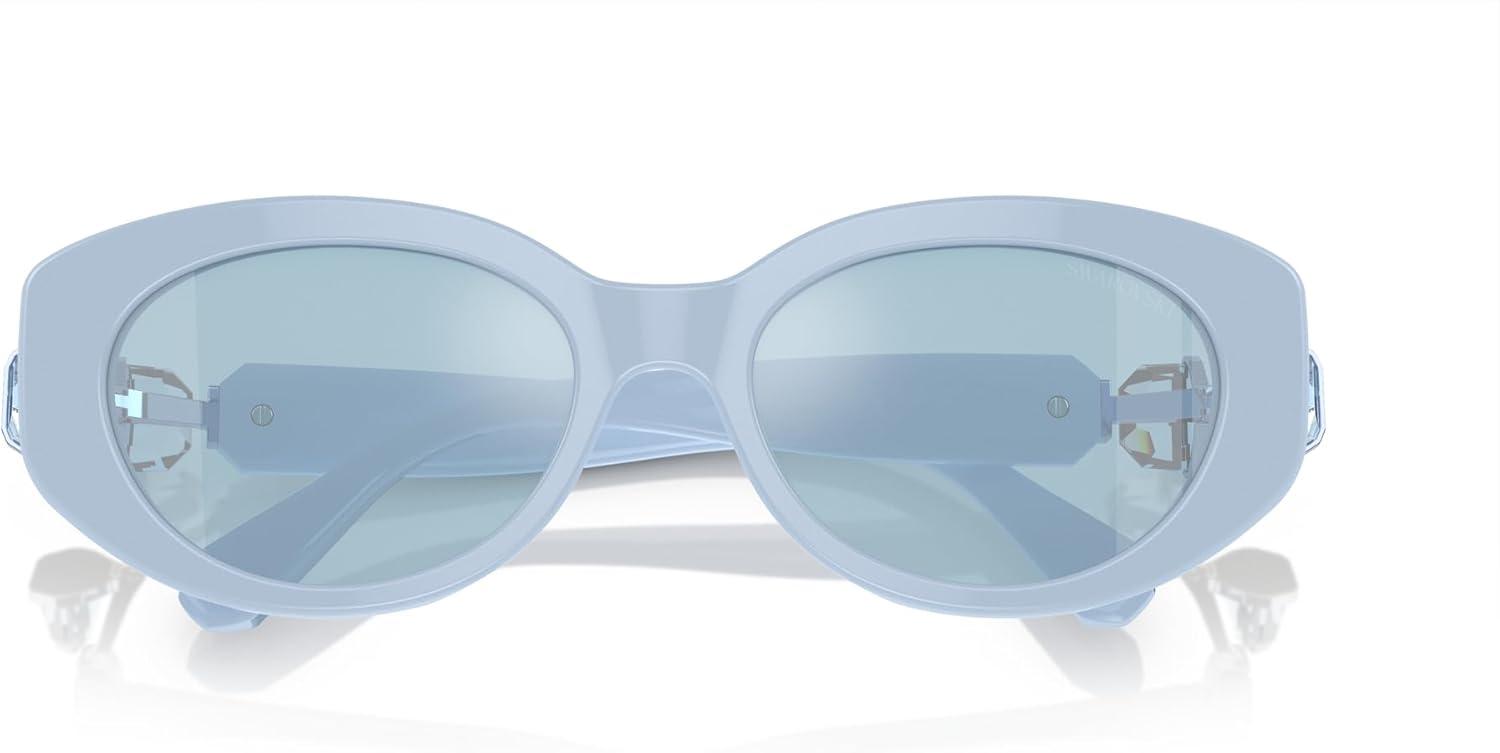 imageSwarovski womens Sk6002 Oval SunglassesLight BlueLight Blue Mirrored Silver