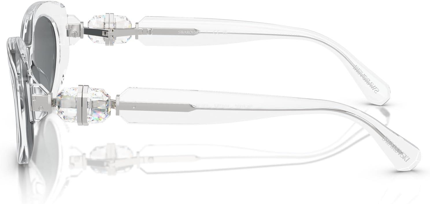 imageSwarovski womens Sk6002 Oval SunglassesTransparent Light BlueLight Blue Mirrored Silver