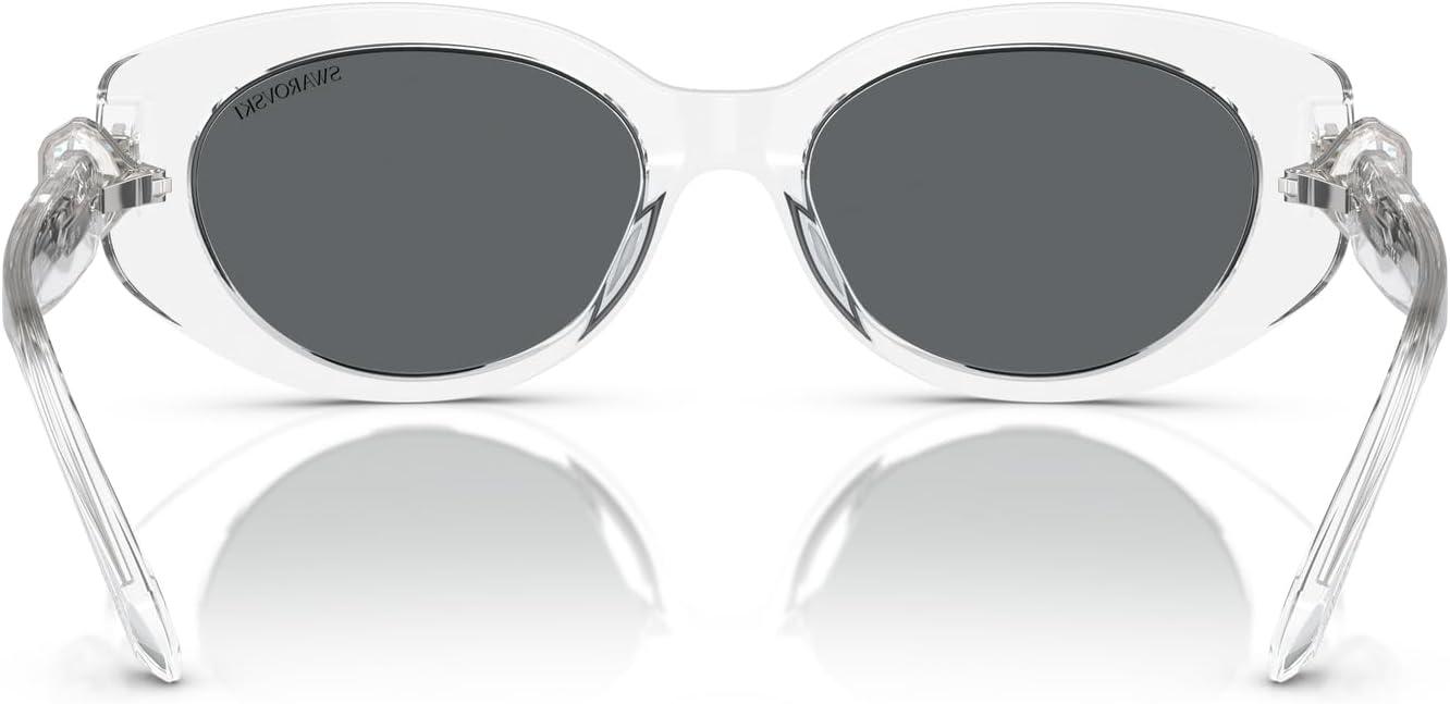 imageSwarovski womens Sk6002 Oval SunglassesTransparent Light BlueLight Blue Mirrored Silver