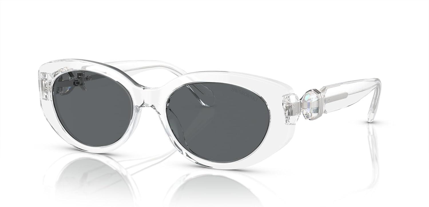 imageSwarovski womens Sk6002 Oval SunglassesTransparent Light BlueLight Blue Mirrored Silver