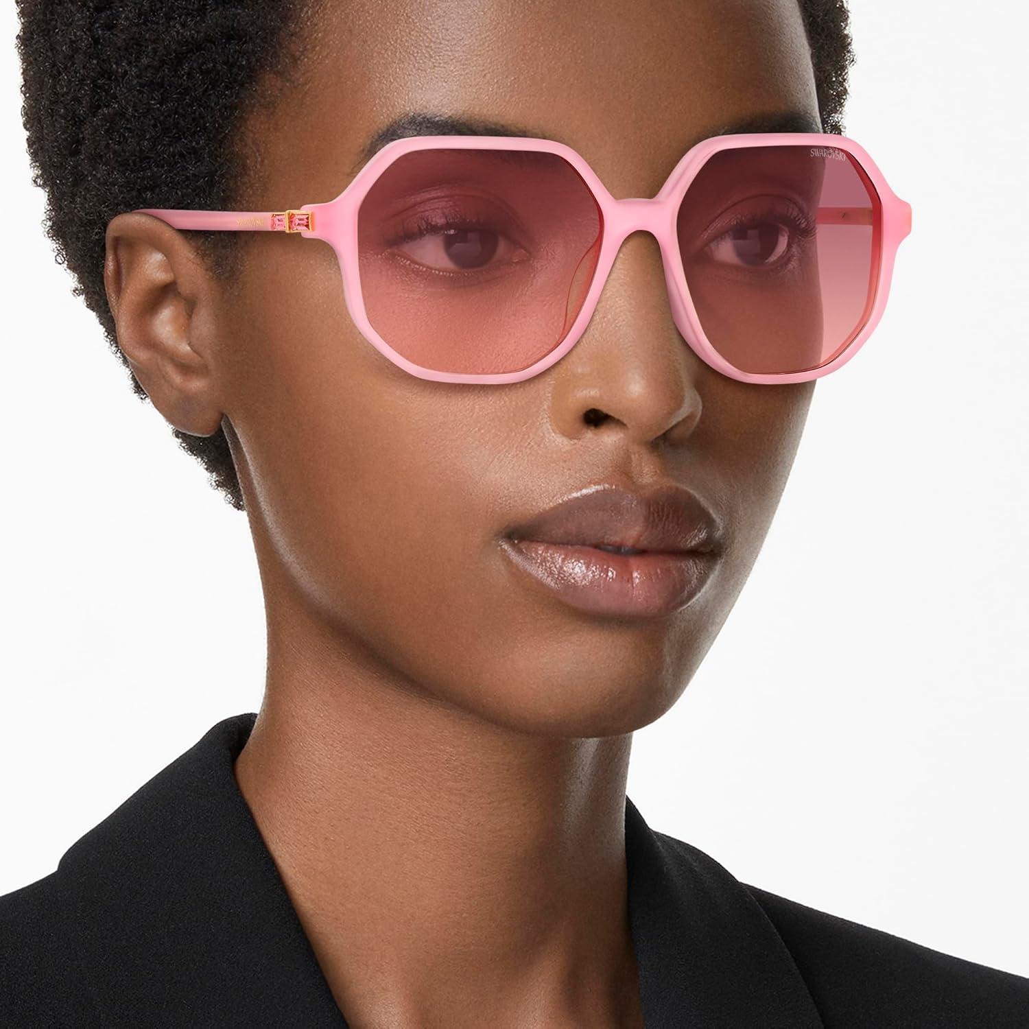 imageSwarovski womens Sk6003 Octagonal SunglassesOpaline PinkBrown Gradient Violet