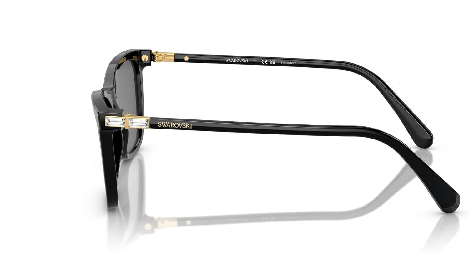 imageSwarovski womens Sk6004 Rectangular SunglassesBlackDark Grey Polarized